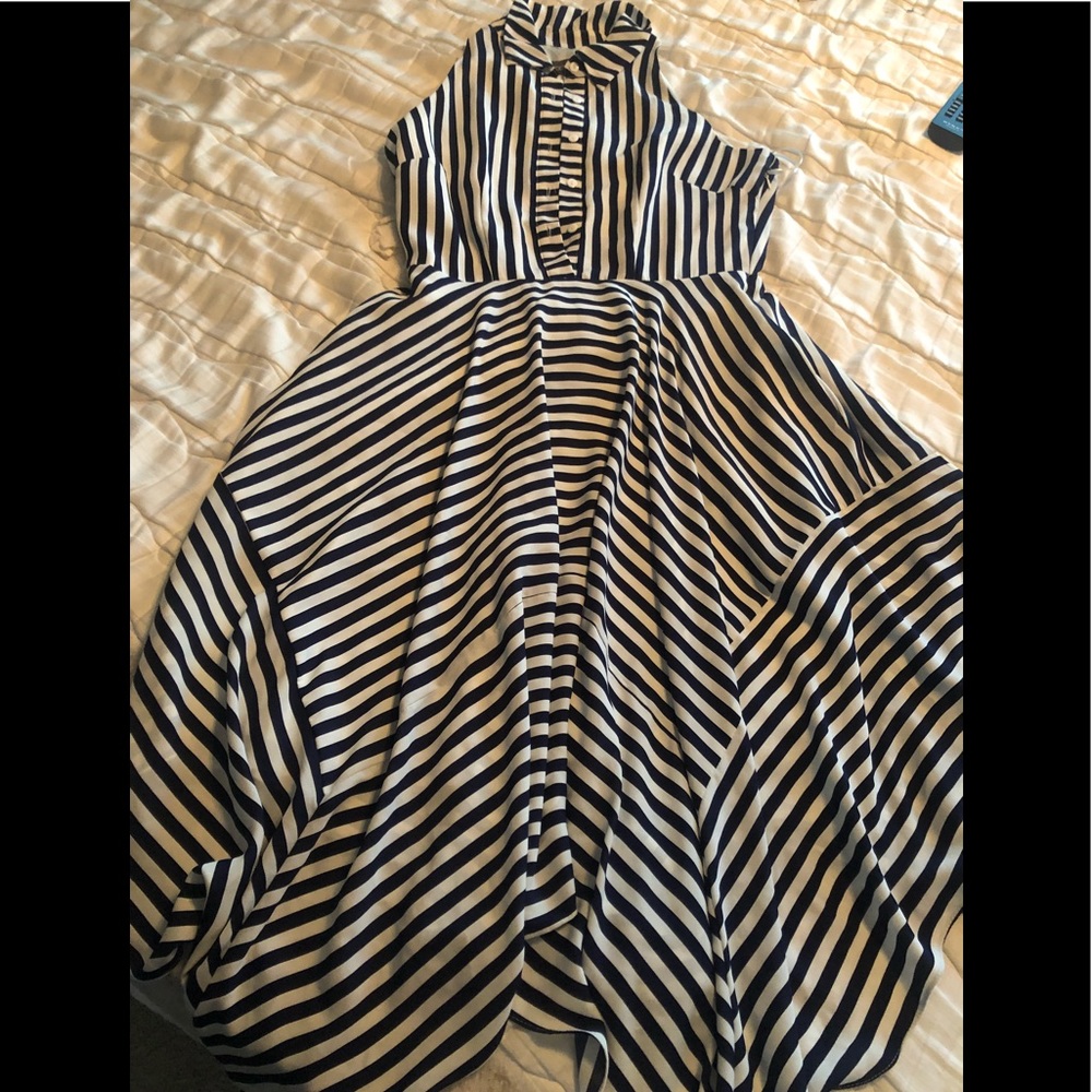 Navy Blue Stripe Dress